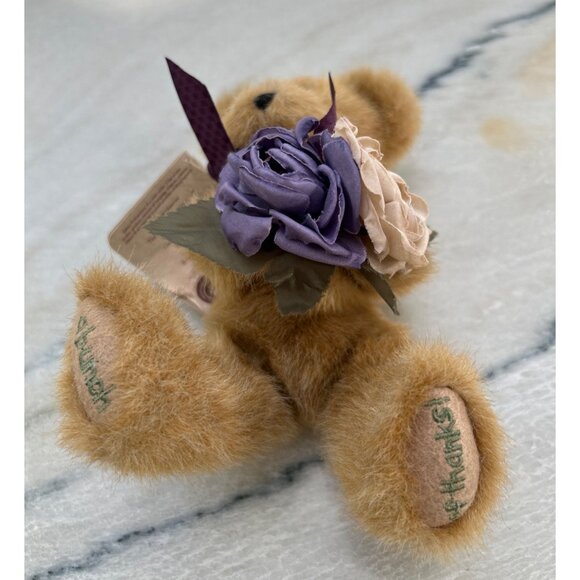 Boyds Plush Teddy Bear With Purple Bow & Floral Accent - Picture 3 of 8